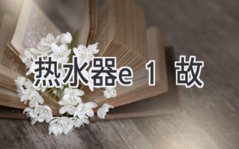 熱水器顯示E1？別慌，快速排查解決故障！